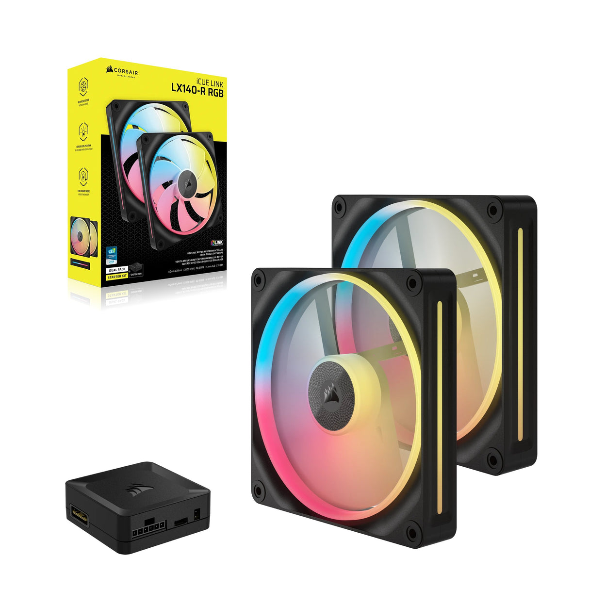 EAN 0840006688716 - Corsair iCUE LINK LX140-R RGB Carcasa del ordenador Ventilador 14 cm Negro 2 pieza(s) imagen 3
