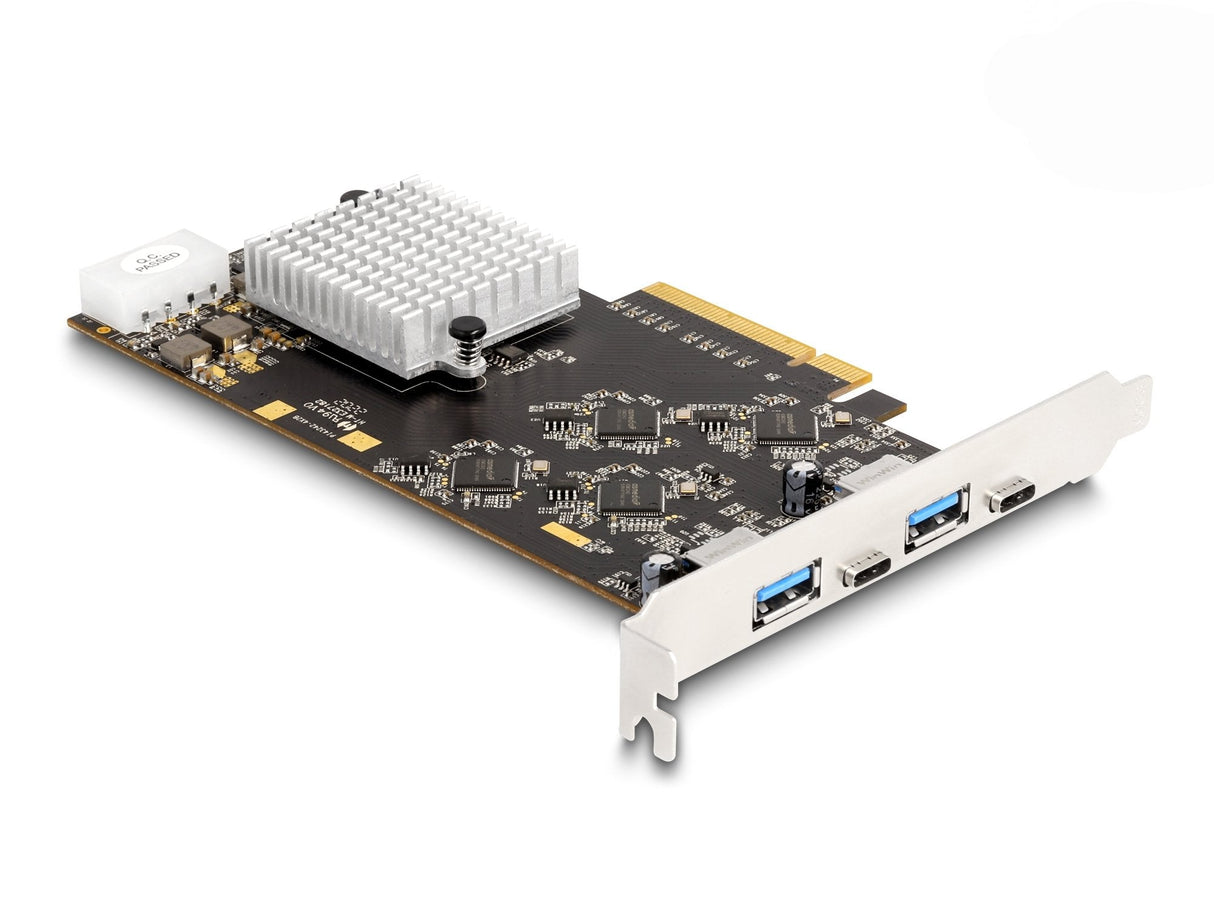 Delock 90097 Tarjeta Pci Express X8 Con 2 X Usb 20 Gbps Usb Type-C Hembra Y 2 X Usb 10 Gbps Tipa-A Hembra - Quad Channel