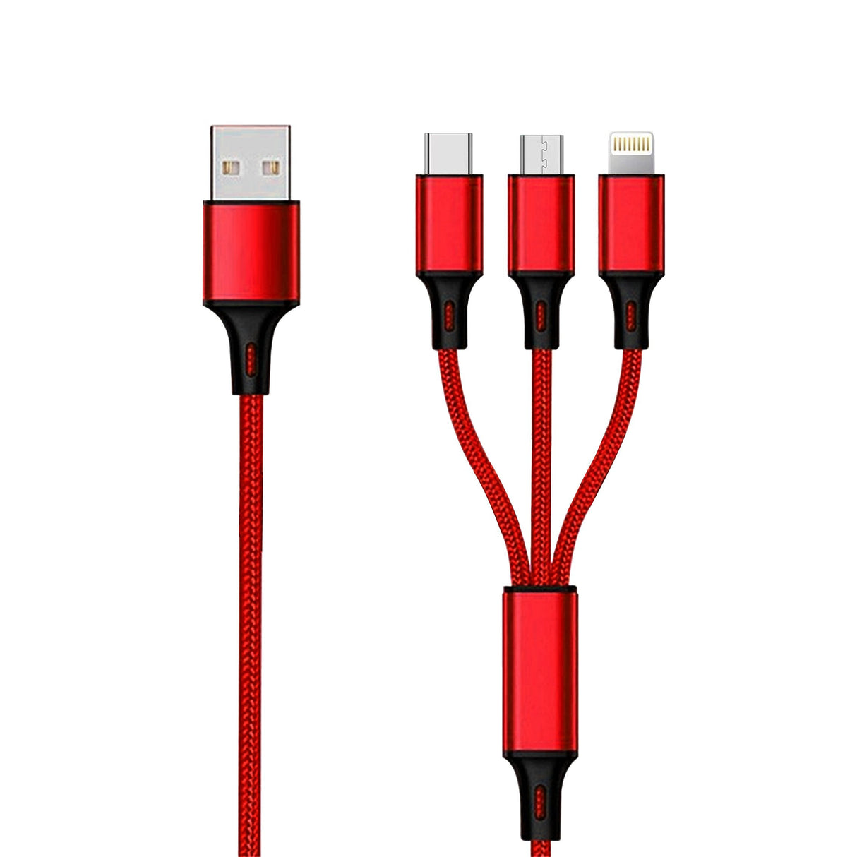 2go 3in1 Usb Cable De Carga Micro-Usb,Apple,Typec Nylon 1,5m Rot