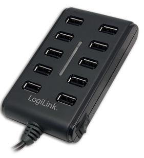 Logilink Hub 10 Puertos Usb 2.0 Con Interruptor On/Off Alimentado Negro Ua0125