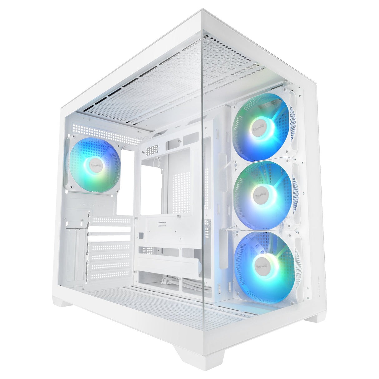 Caja Pc Atx Mars Gaming Mcv5w Cristal Templado Panoramico Argb Gpu 416mm Blanco