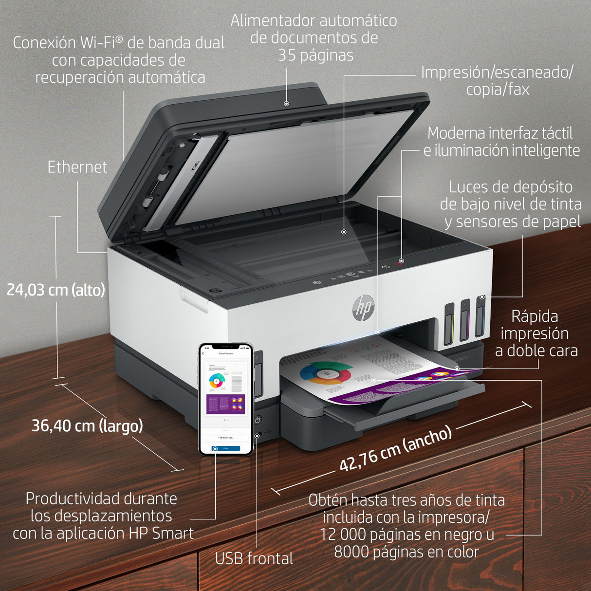 EAN 5715328197367 - HP Smart Tank 7605 All-in-One Printer Inyección de tinta térmica A4 4800 x 1200 DPI 15 ppm Wifi imagen 5