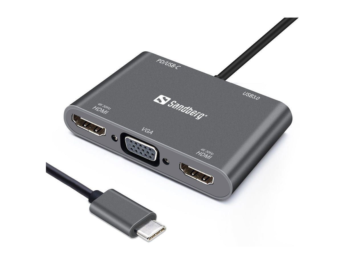 EAN 5705730136351 - Sandberg 136-35 base para portátil y replicador de puertos Alámbrico USB 3.2 Gen 1 (3.1 Gen 1) Type-C Gri imagen 1