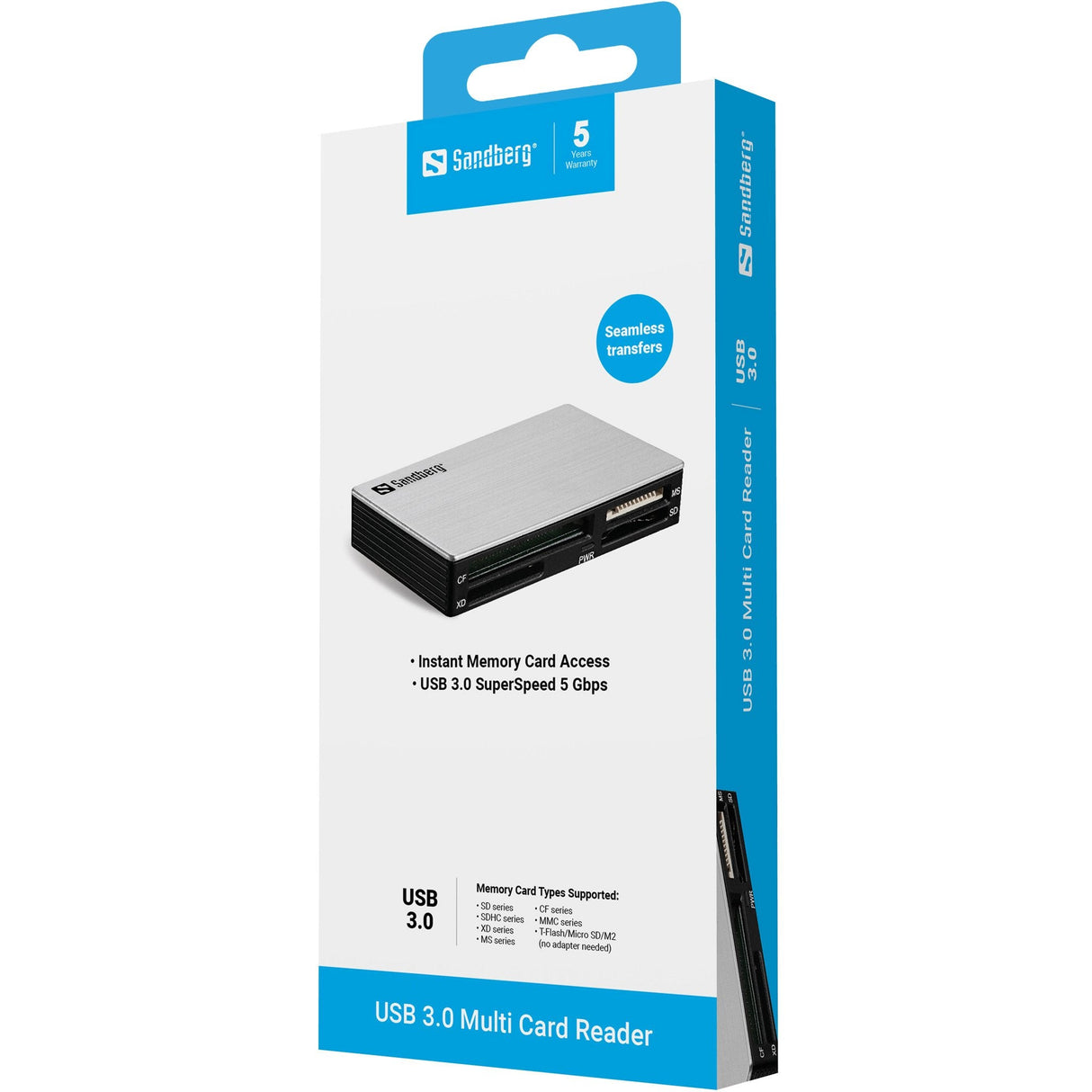 Lector De Tarjetas Externo Sandberg Usb 3.0 Sd Xd Ms Cf Mmc T-Flash Micro Sd M2 50 Cm Cable Usb 3.0 Incluido