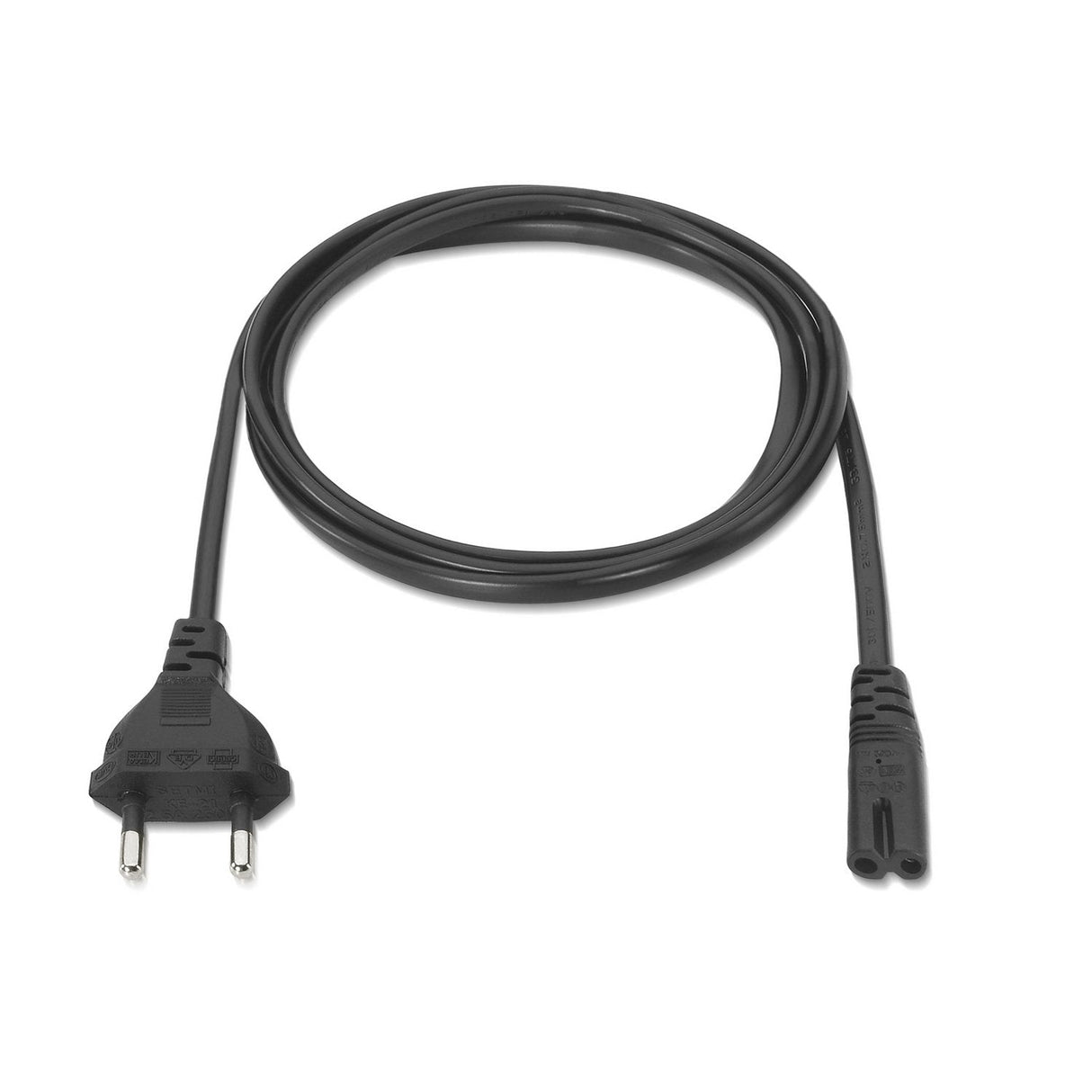 Aisens Cable Alimentacion Forma 8 - Cee7/16/M-C7/H - 1.50m - 100% Cobre Puro Awg18 - Negro