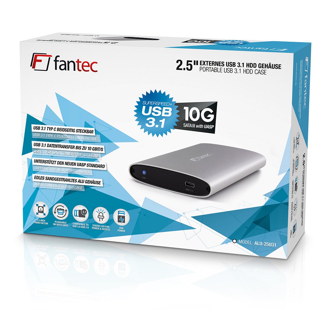 EAN 4250273417951 - Fantec ALU-25U31 Carcasa de disco duro/SSD Plata 2.5" imagen 3
