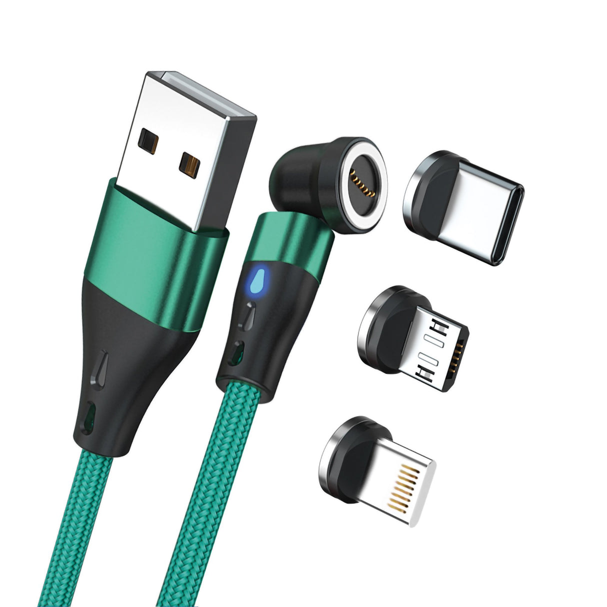 Realpower Magnetic Cable 3 Amp,2m,Verde Con Adaptern