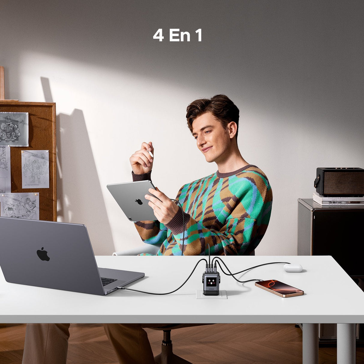 Cargador Ugreen Usb-A+3*Usb-C 100w Gan Fast