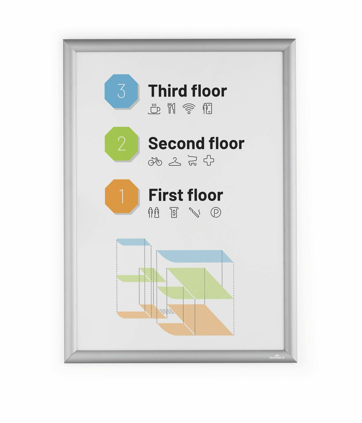 Durable 500823 Marco Para Pared 450 X 625 Mm Rectángulo Plata Aluminio