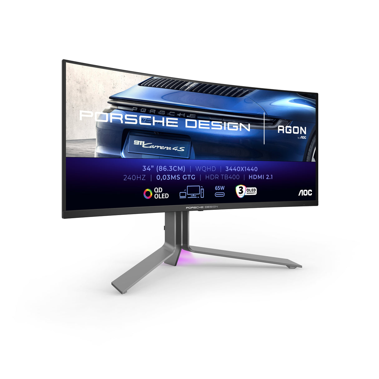 EAN 4056487052397 - AOC Porsche PD34 pantalla para PC 86,4 cm (34") 3440 x 1440 Pixeles Wide Quad HD QD-OLED Negro imagen 1