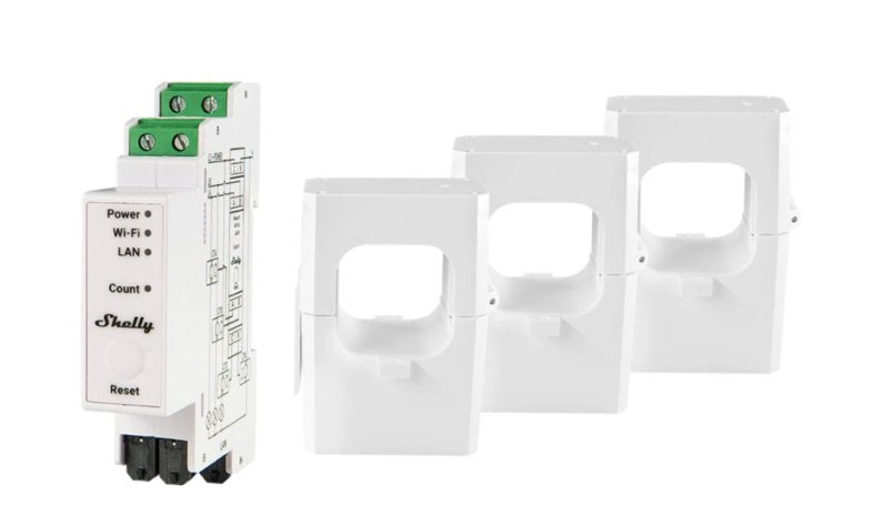 Shelly Pro 3em 400a- Wlan Stromzähler - 3x 120a - Inkl. 3 Klemmen - Messfunktion