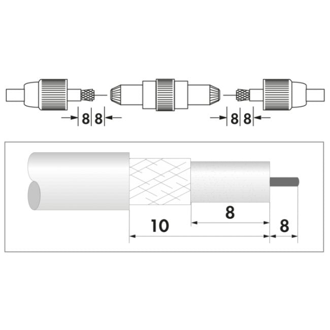 Schwaiger Koaxial Empalme De Cable Metallisiert/Hq Plateado