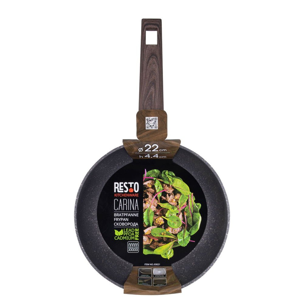 Sartén Resto 93021 De Aluminio Forjado Con Revestimiento Pfluon Antiadherente Y Mango Ergonómico De Madera Soft Touch - Apta Para Todo Tipo De Cocinas - Incluye Inducción