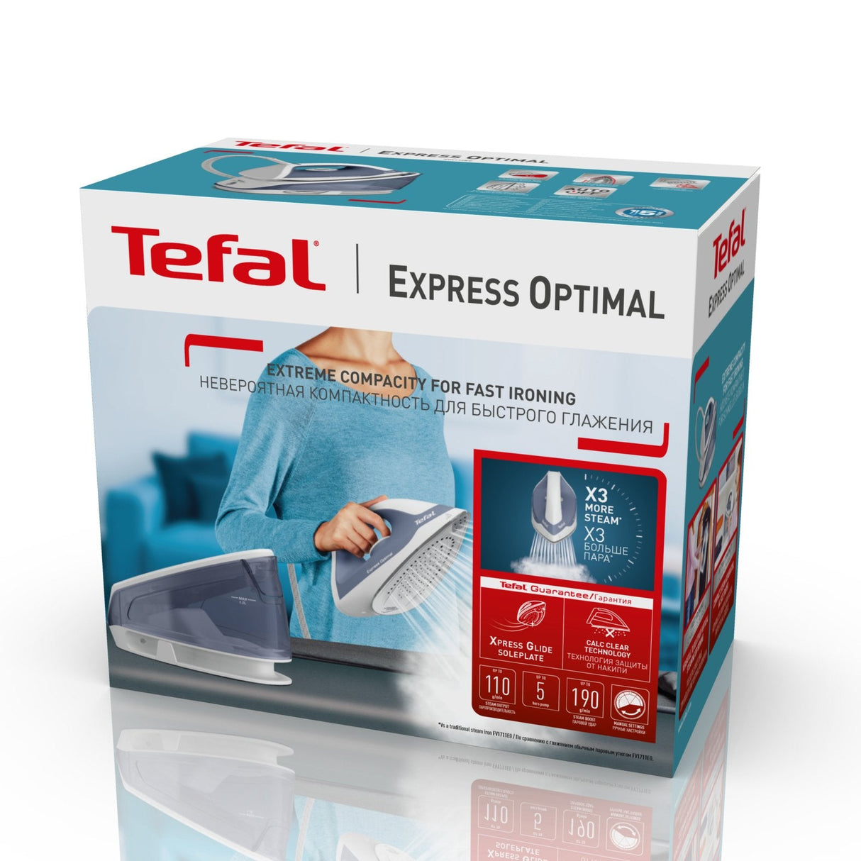 Tefal Express Optimal Sv4110 2200 W 1,2 L Ceramic Express Glide Azul, Blanco