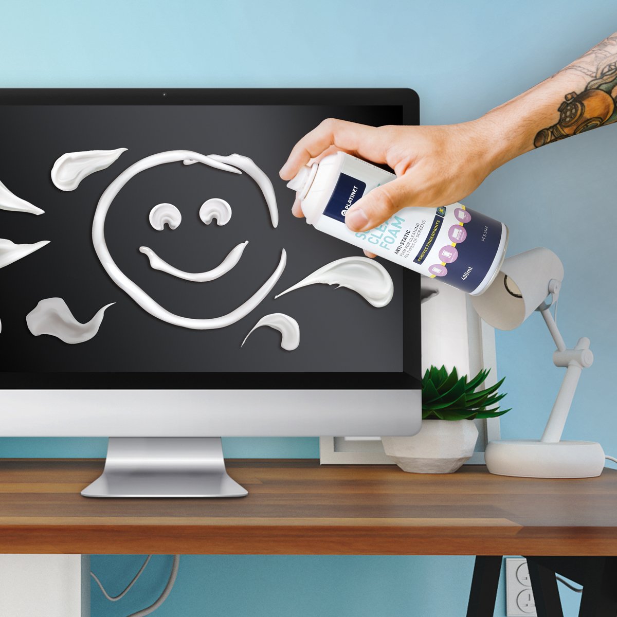 Platinet Espuma Anti-Estatico Germicida Para Limpiar Pantallas Lcd/Tft