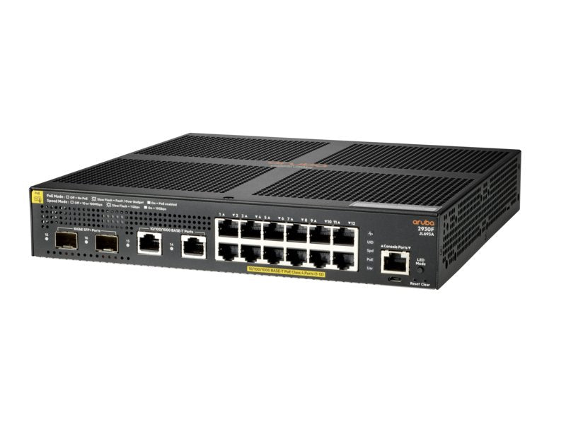 Aruba 2930f 12g Poe+ 2g/2sfp+ Gestionado L3 Gigabit Ethernet (10/100/1000) Energía Sobre Ethernet (Poe) 1u Negro