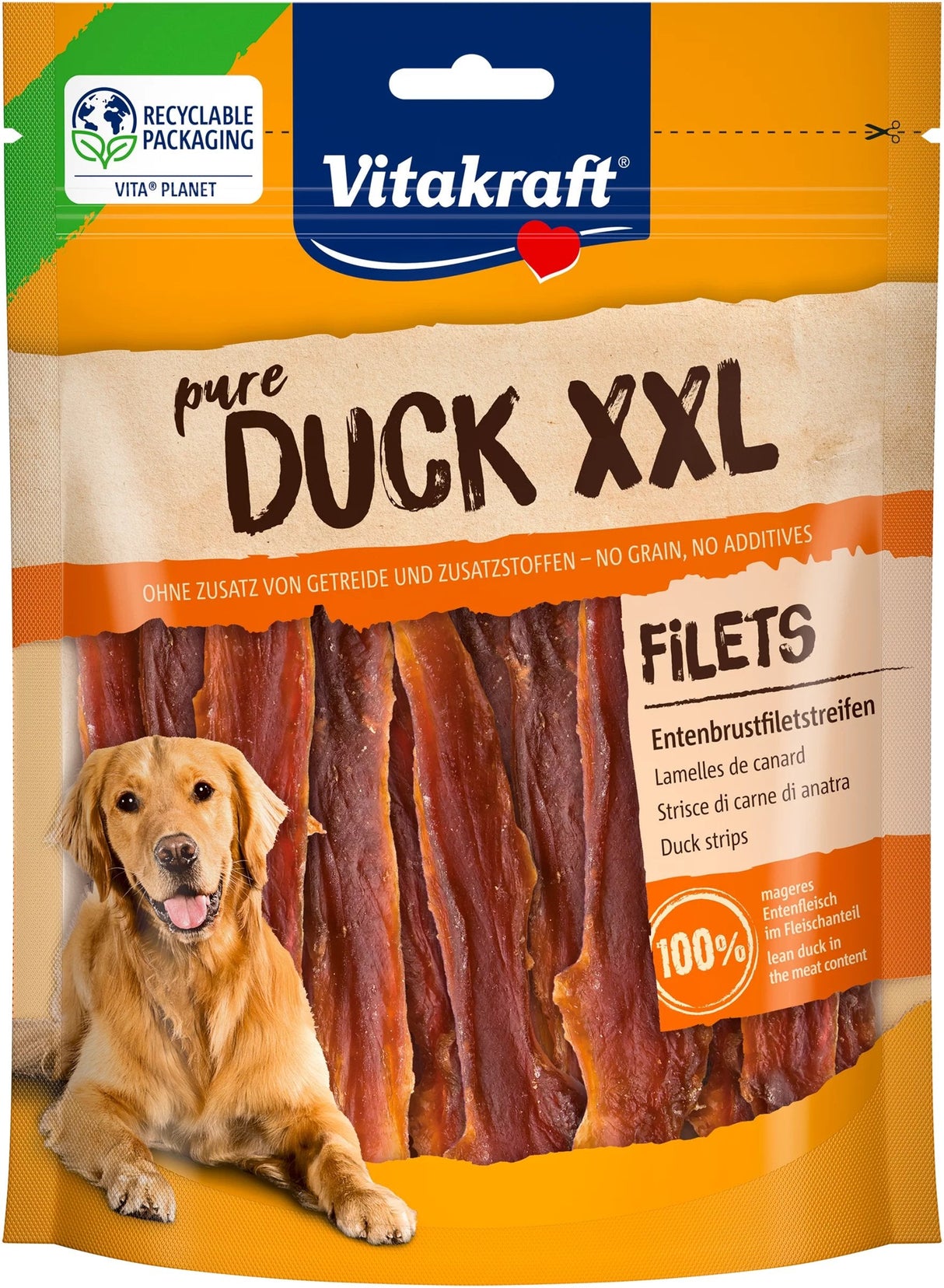 Vitakraft Kaczka Filety Xxl - Przysmak Para Perro - 250g