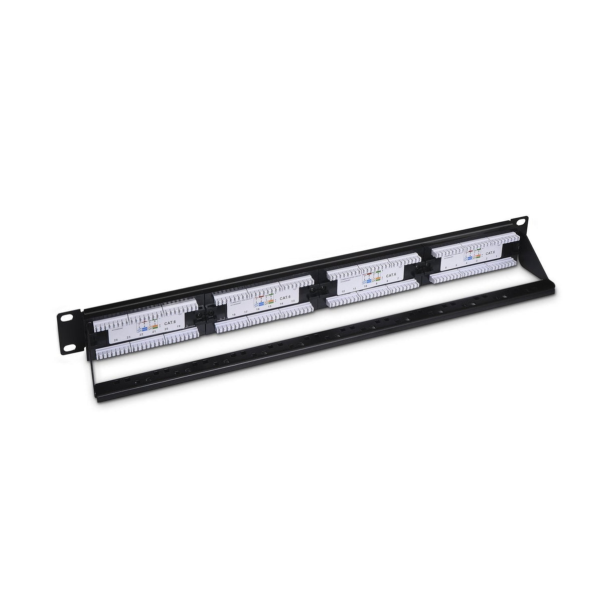Aisens Patch Panel 24 Puertos Rj45 Cat.6 Utp - 19" 1u Dual Idc Con Gestion De Cables - Negro