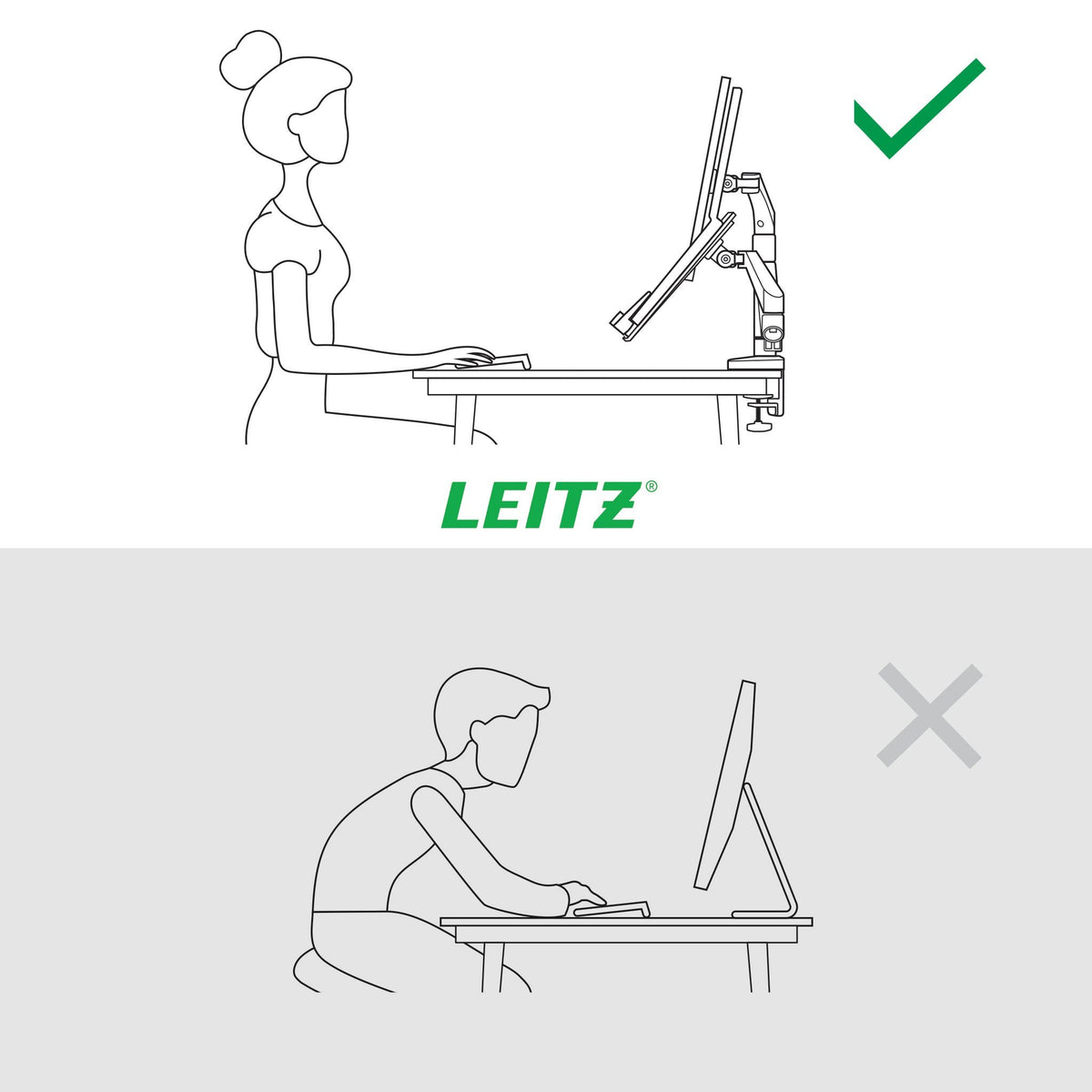 Leitz Dual Monitor- Y Laptop Arm Gris, 1120x110x600