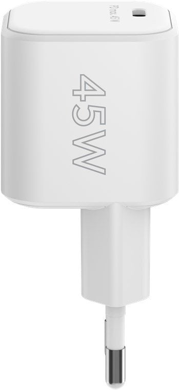 Cargador 45w Usb 1 Puert. Usb-C Blanco Gan Pd Salida Lateral Tamaño Nano Goobay