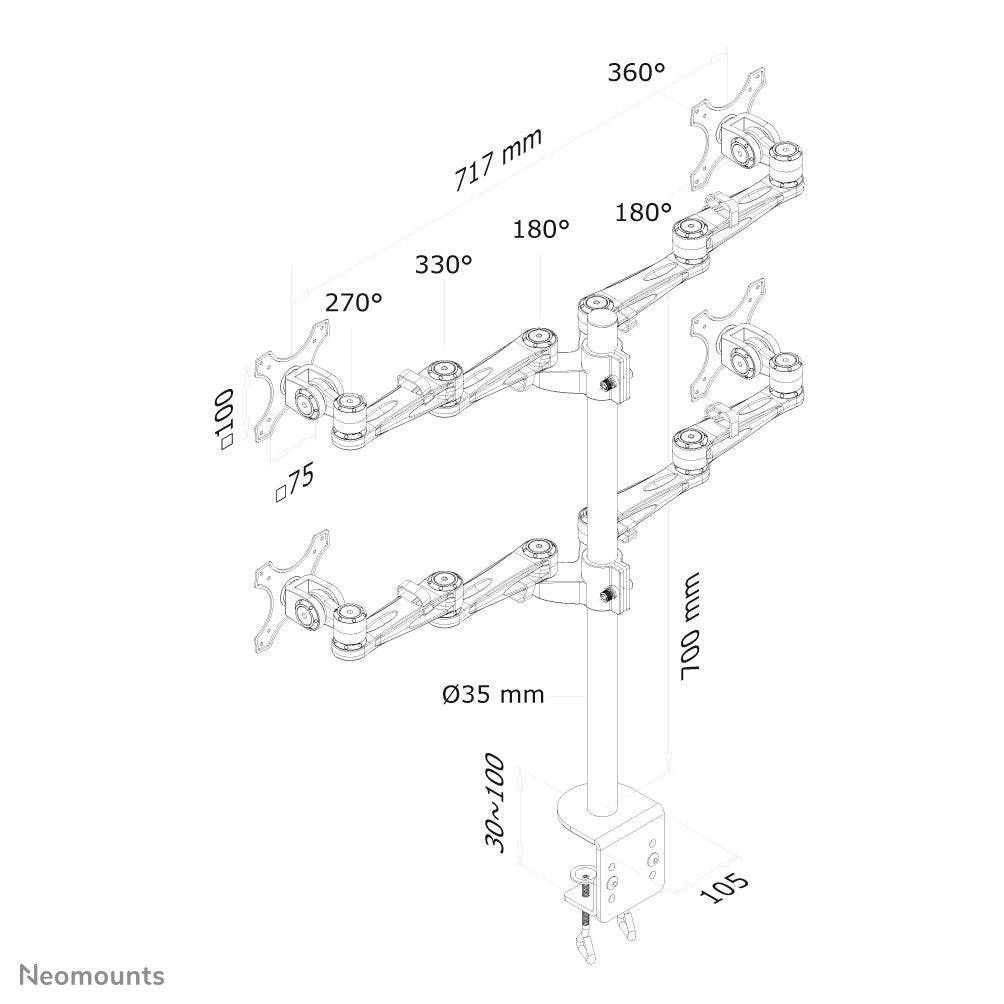 EAN 8717371441722 - Neomounts FPMA-D935D4 soporte para monitor 68,6 cm (27") Escritorio Plata imagen 3