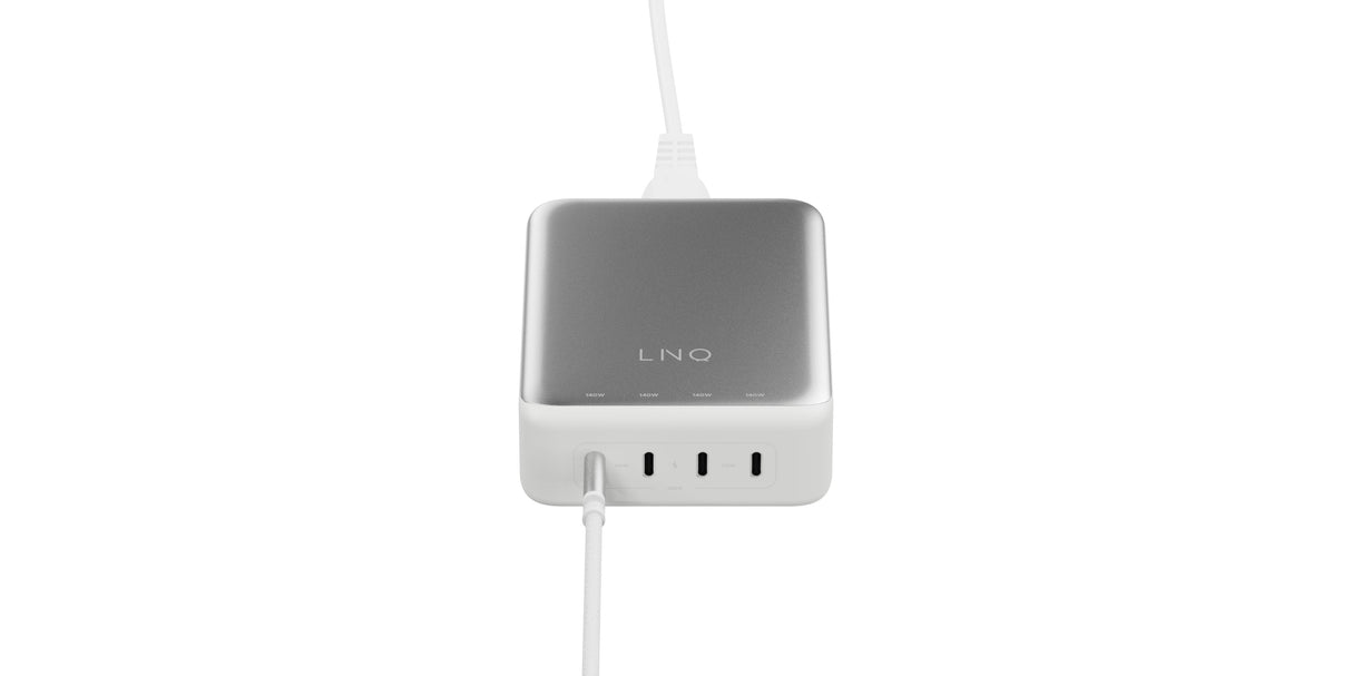 Cargador Escritorio 4xusb-C 240w Gan2 Plata Linq Hasta 240w/ 4xusb-C Pd/ 140w Máximo Por Puerto