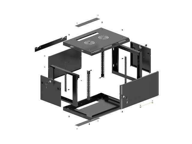 Lanberg Rack Cabinet 19in Wall-Mount 4u 600x450 Flat Pack With Metal Door Black
