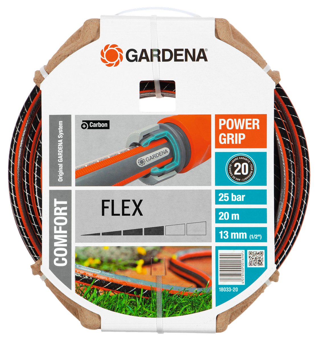 EAN 4078500001694 - Gardena 18033-20 manguera de jardín 20 m Negro, Gris, Naranja imagen 1