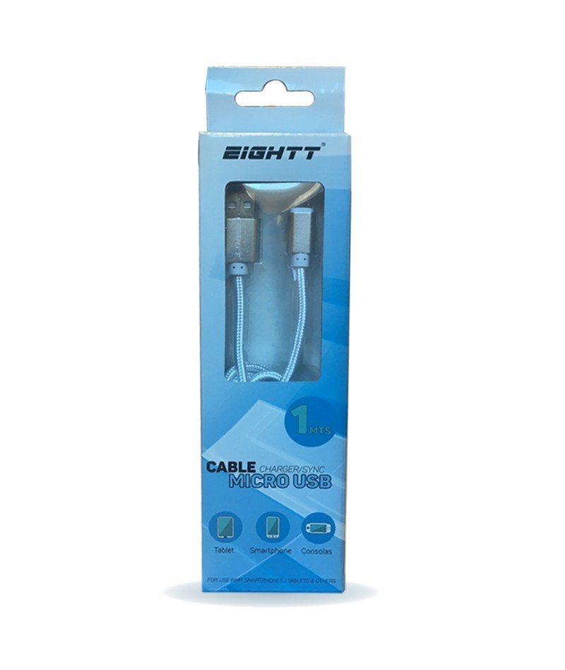 Eightt Cable Usb A Micro Usb 1m Trenzado Nylon Plata