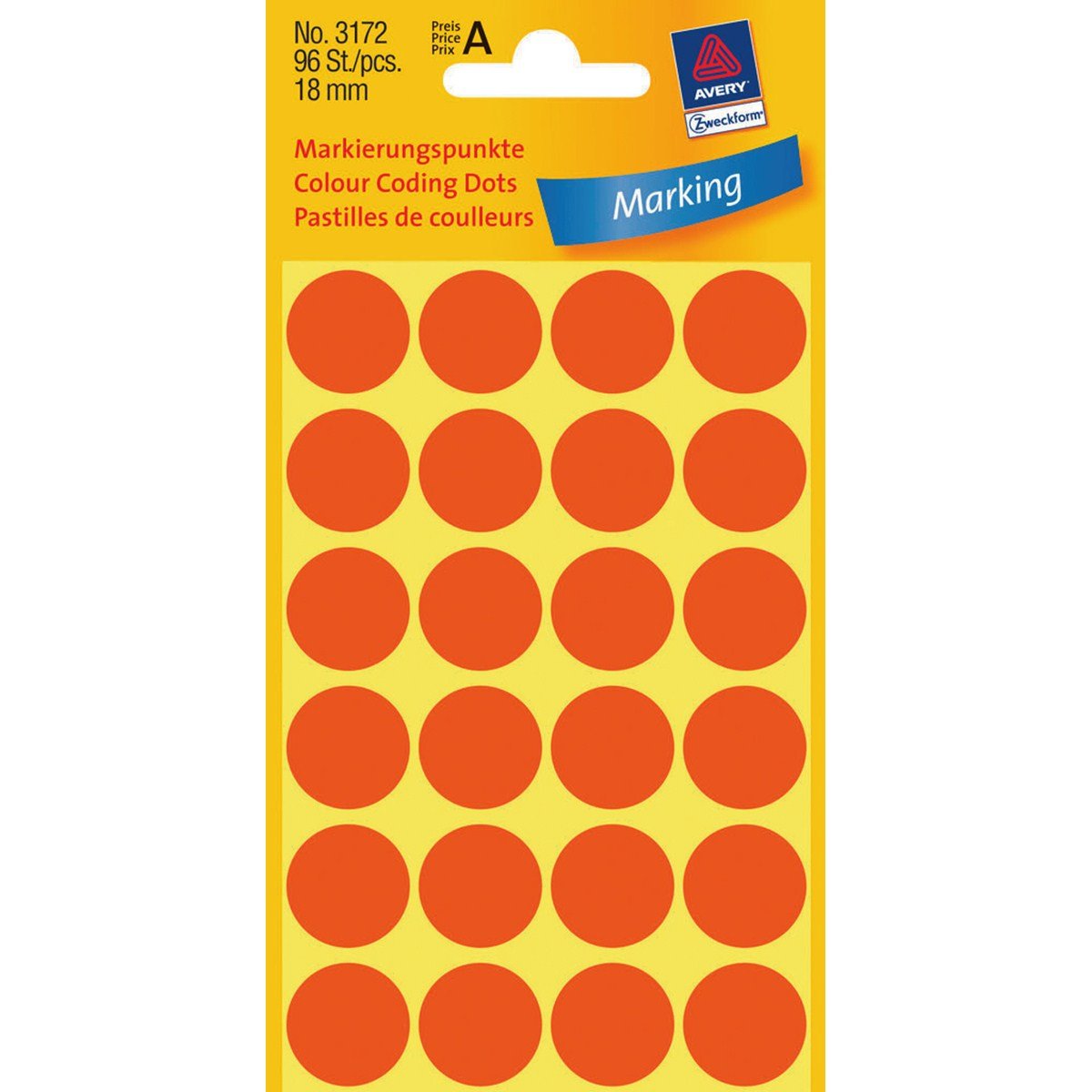 Avery Zweckform Farbkodierungspunkt - 1,8 Cm Diámetro - Rojo (Paquete De 96)