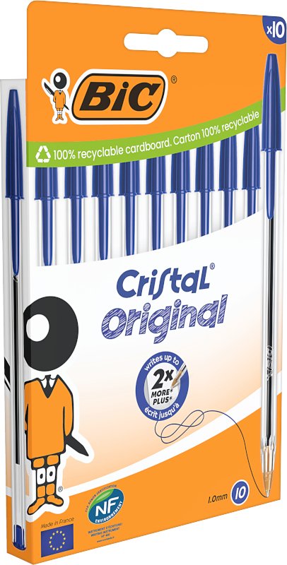 Bolígrafo Cristal Azul Blíster 10 Uds
