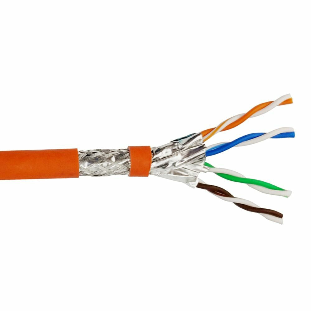 Cable De Red Helos High Quality, Cat 7, S / Ftp, Pimf, Lszh, Naranja, Tambor 500 M