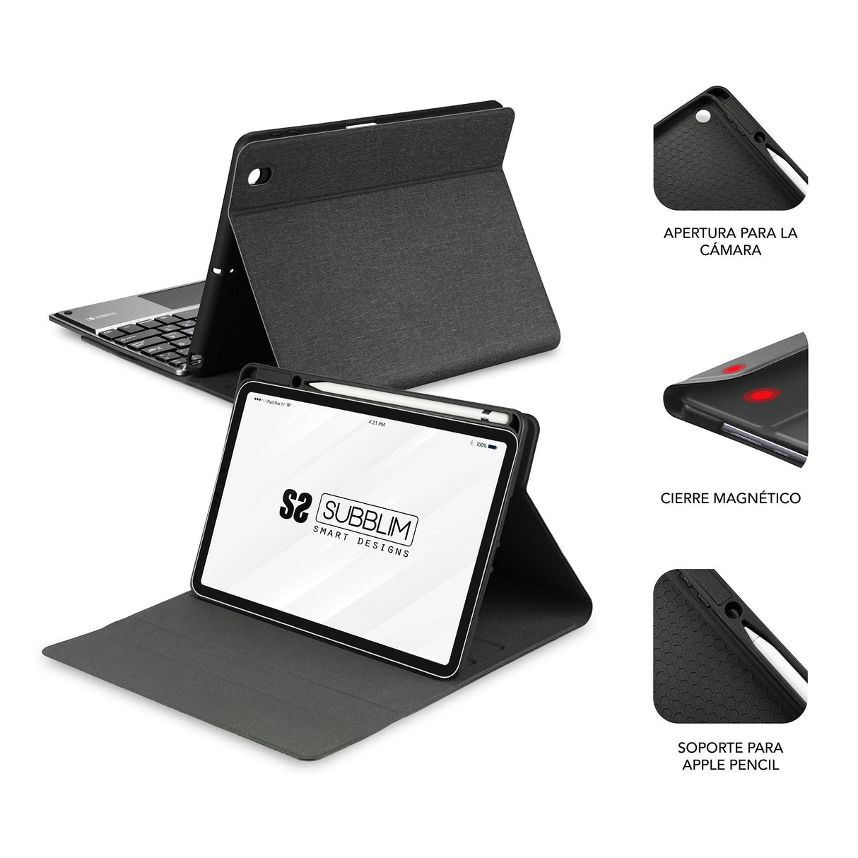 Funda Con Teclado Subblim Keytab Pro Bt Para Tablet Ipad 10.9' 10a Gen Negra