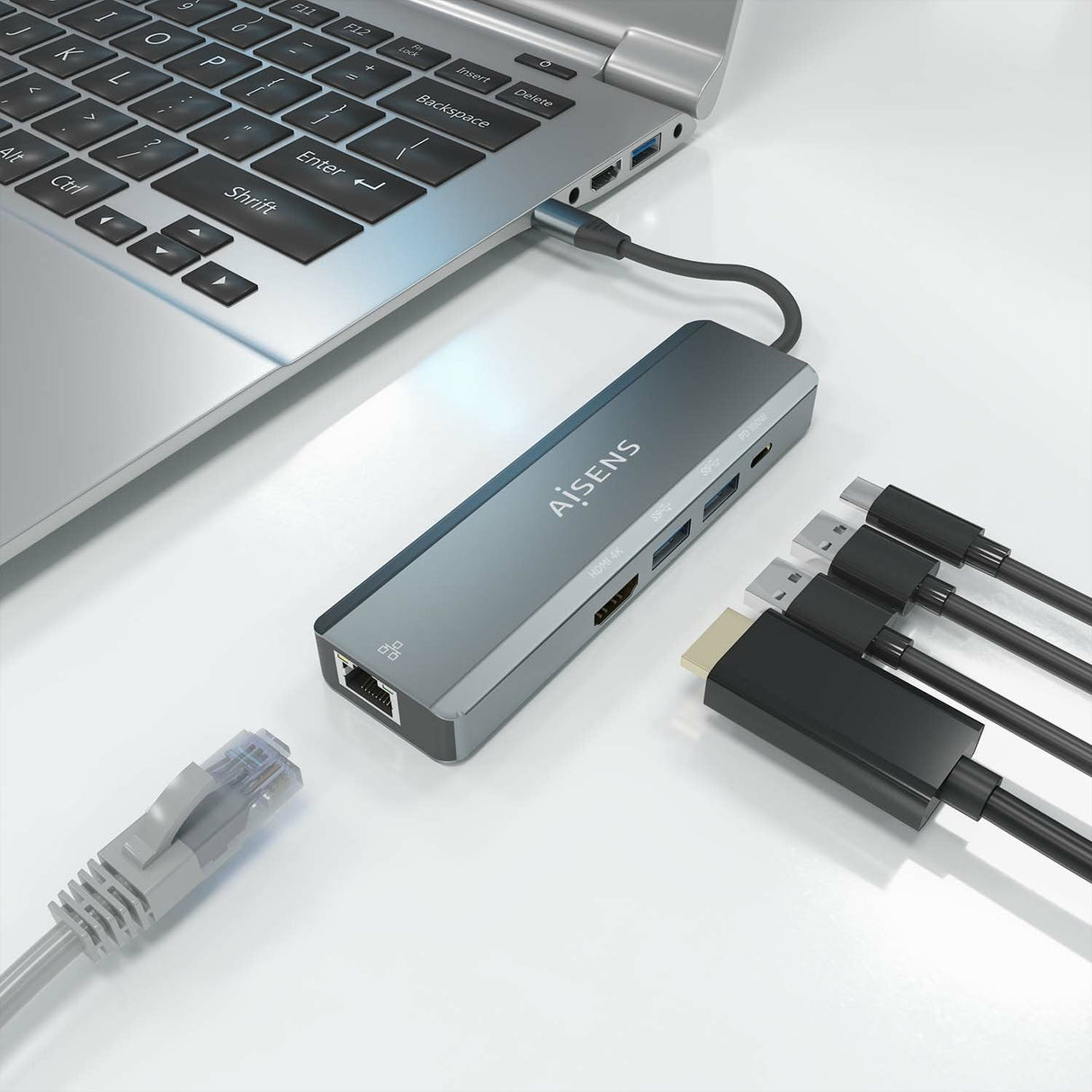 EAN 8436574709728 - AISENS ASUC-5P011-GR base para portátil y replicador de puertos Alámbrico USB 3.2 Gen 1 (3.1 Gen 1) Type- imagen 6