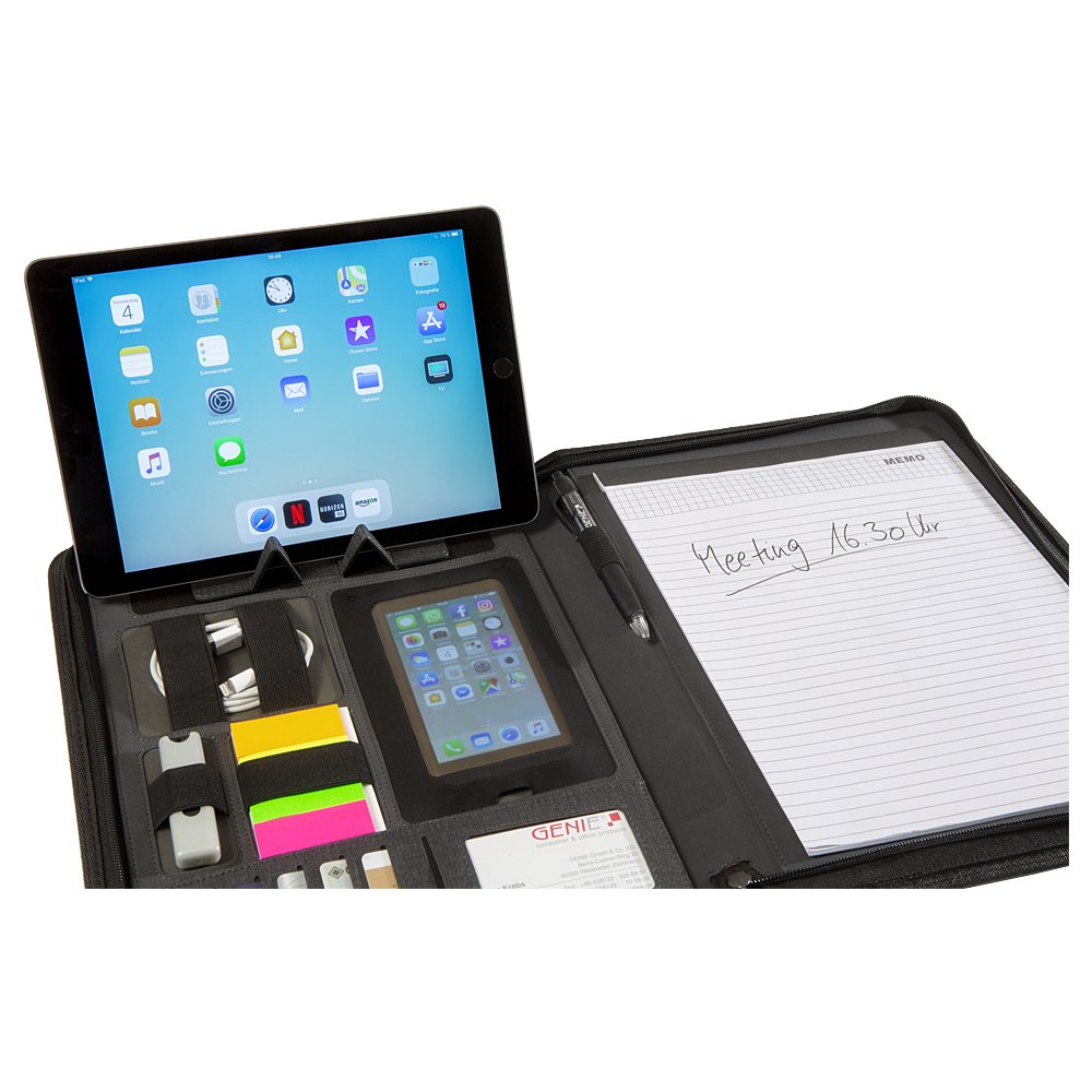 Genie 12668 Carpeta A4 Imitación Piel, Nylon Negro