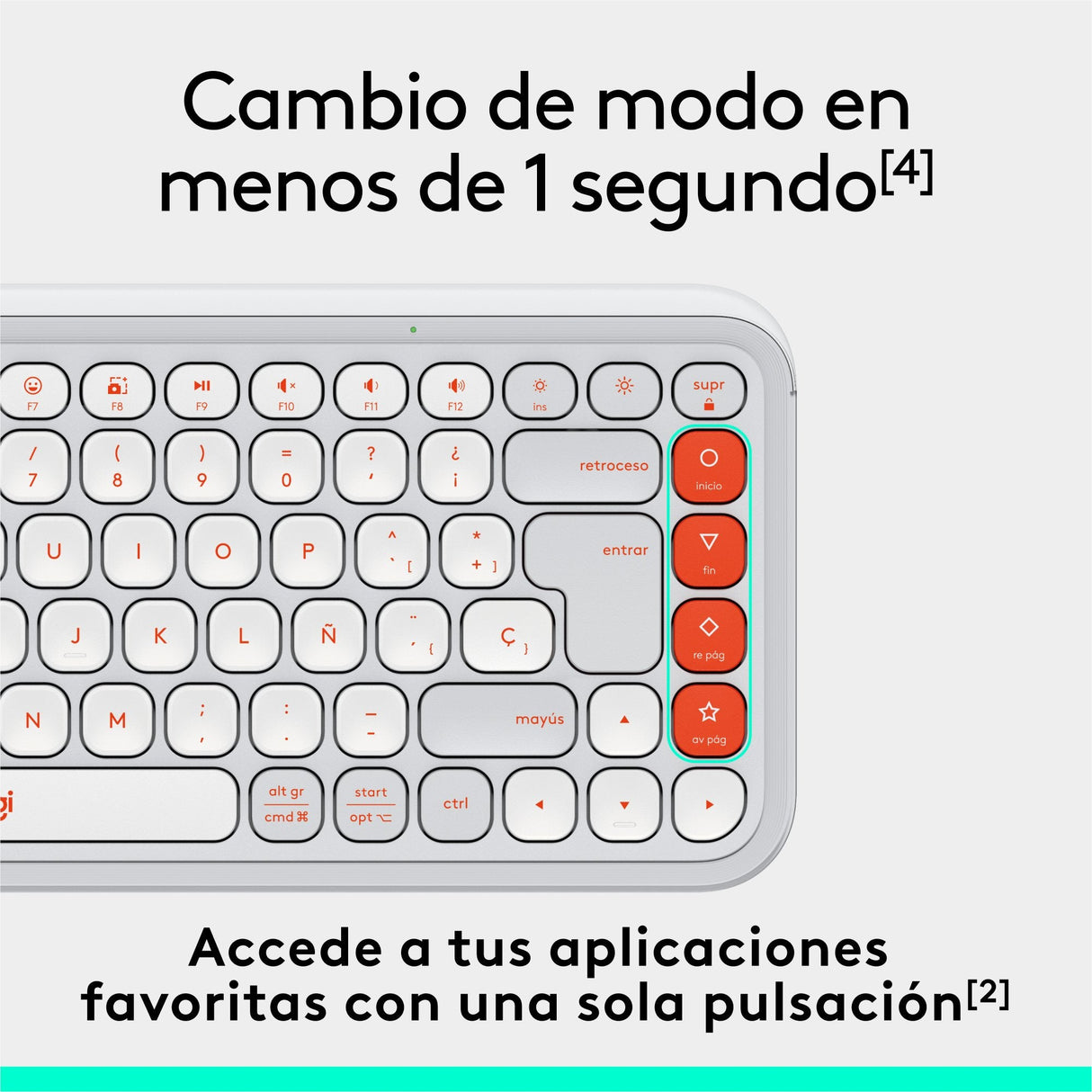 Teclado Esoañol Logitech Pop Icon Keys  Inalámbrico Bluetooth Le Qwerty Español Blanco Apagado Naranja