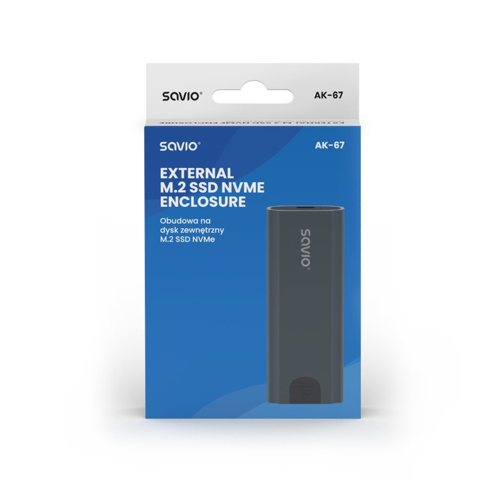 Carcasa Para Unidad Externa Savio M.2 Ssd Nvme, Usb-C 3.1, Ak-67, Gris