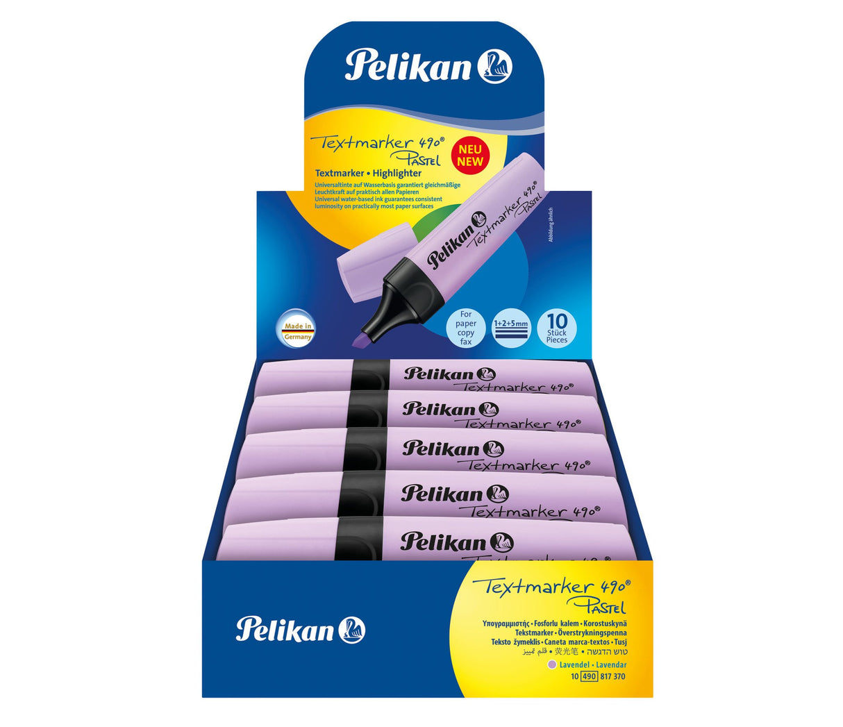 Pelikan Subrayador 490 Pastel, Lavendel, 10 Unidades Caja Plegable