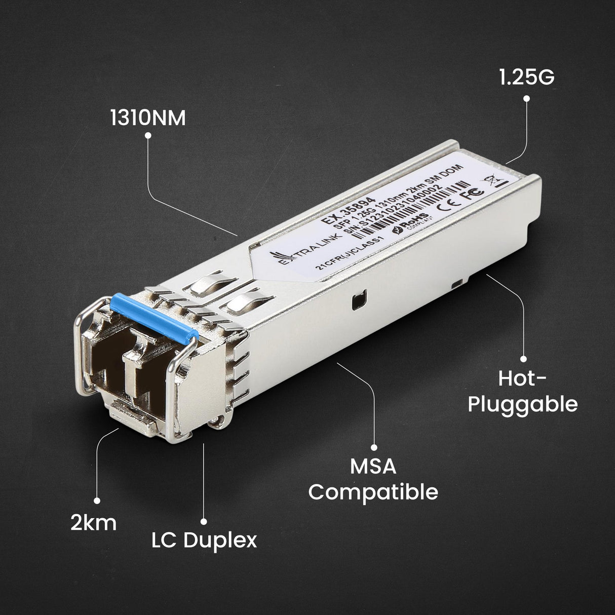 Extralink Sfp 1.25g 1310nm 2km Sm Dom 2-Pack