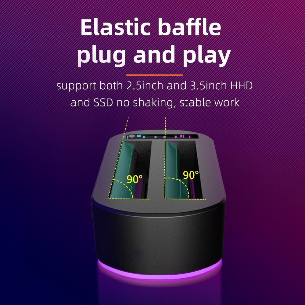 Usb3.0 Dual Bay Hdd Clone - Docking Station With Rgb - Gaming Design - Warranty: 24m