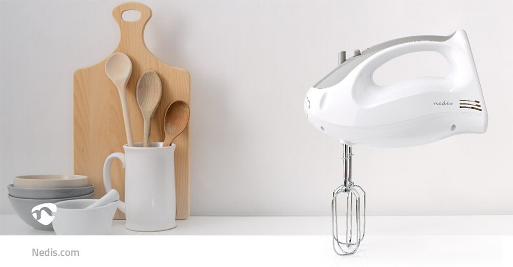 Nedis Batidora Mezcladora 200 W 5 Ajustes De Velocidad Funcion Turbo Blanco / Gris
