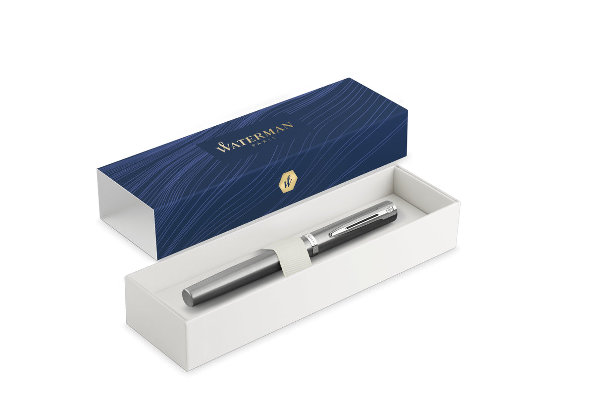 Waterman Pluma Estilográfica Impression Stainless Steelgt M Azul Caja De Regalo
