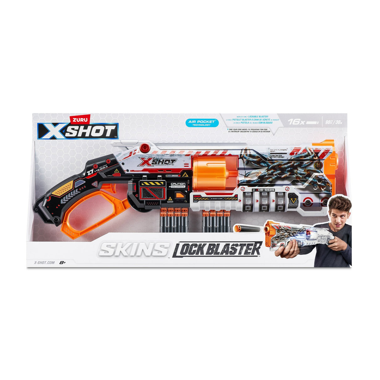 Zuru X-Shot Skins Lock Blaster Con Dardos, Dart Blaster 36606