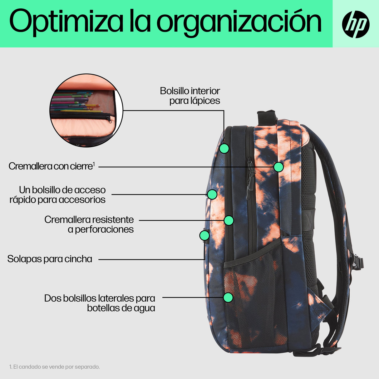 EAN 0197192501269 - HP Campus XL Tie Dye Backpack 40,9 cm (16.1") Negro imagen 3