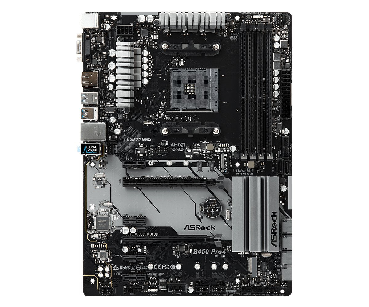Placa Base Asrock Am4 B450 Pro4 Atx, 4xd4 3200 Sata3 Usb3.1