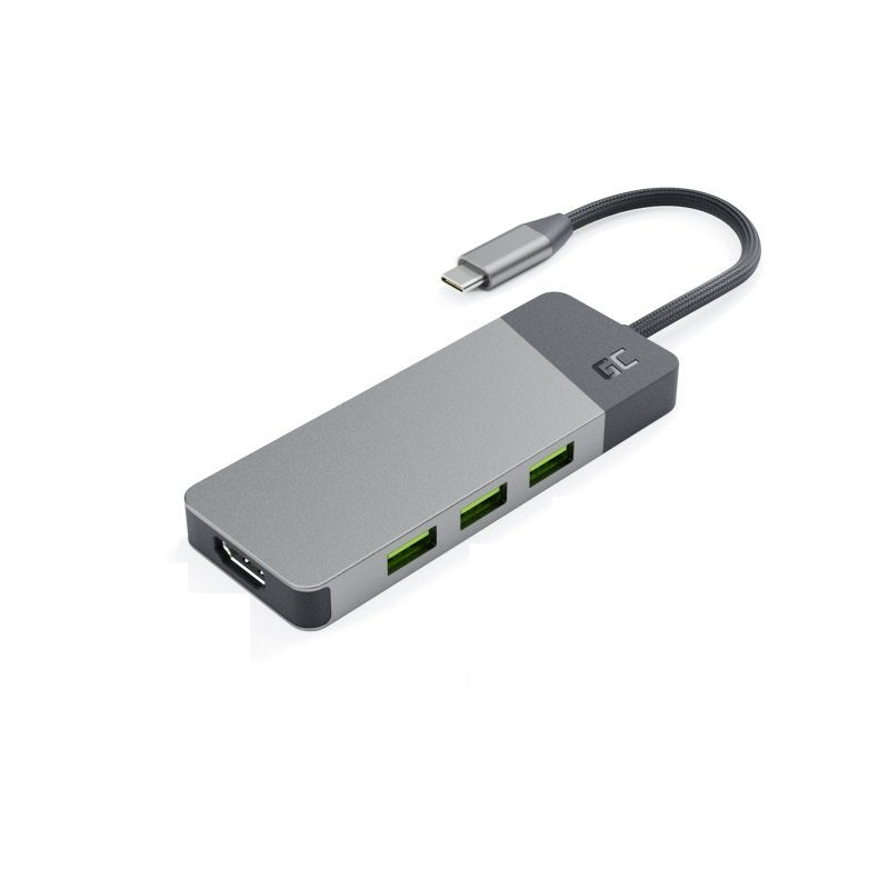 Estación De Acoplamiento Green Cell Ak50, Adaptador, Hub Usb-C 7in1 (3xusb, Hdmi, Sd (4k, Dex))