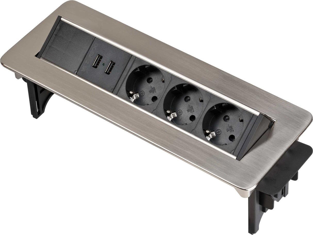 EAN 4007123656660 - Brennenstuhl 1396200113 base múltiple 2 m 3 salidas AC Interior Negro, Acero inoxidable imagen 1