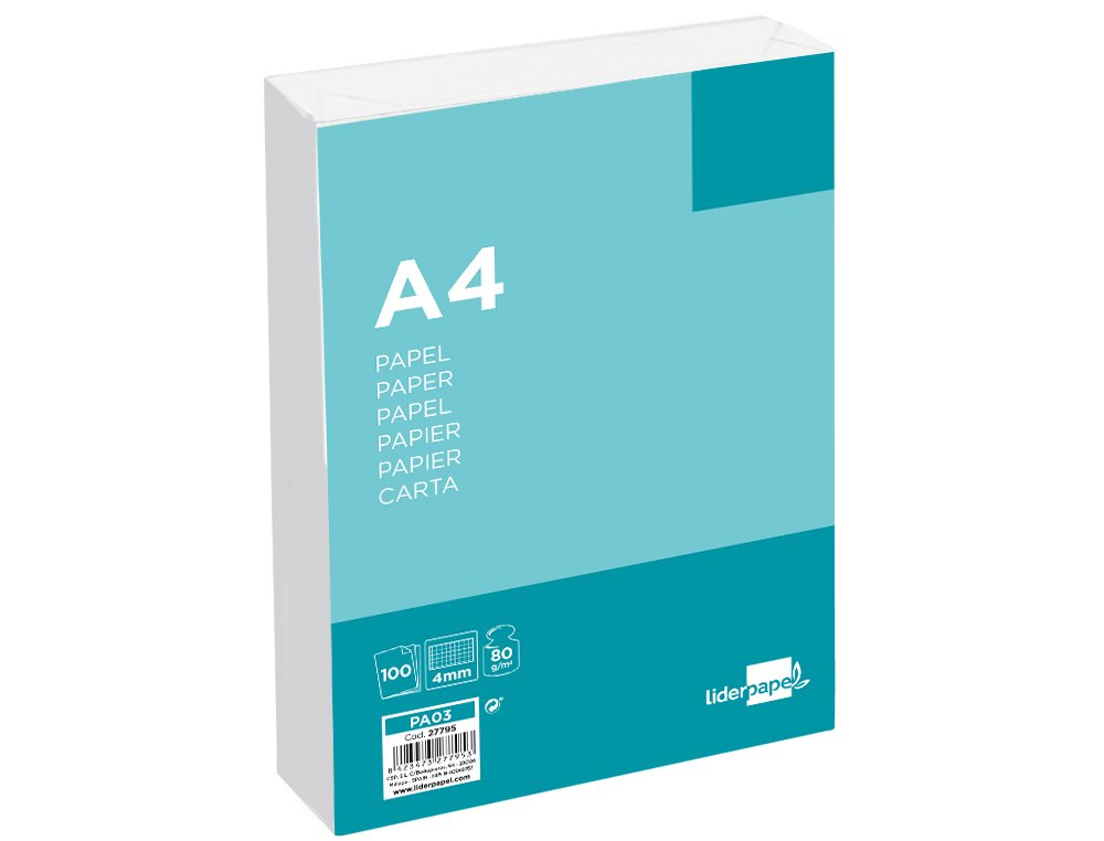 EAN 8423473277953 - Liderpapel PA03 papel para impresora de inyección de tinta A4 (210x297 mm) 100 hojas Blanco imagen 2