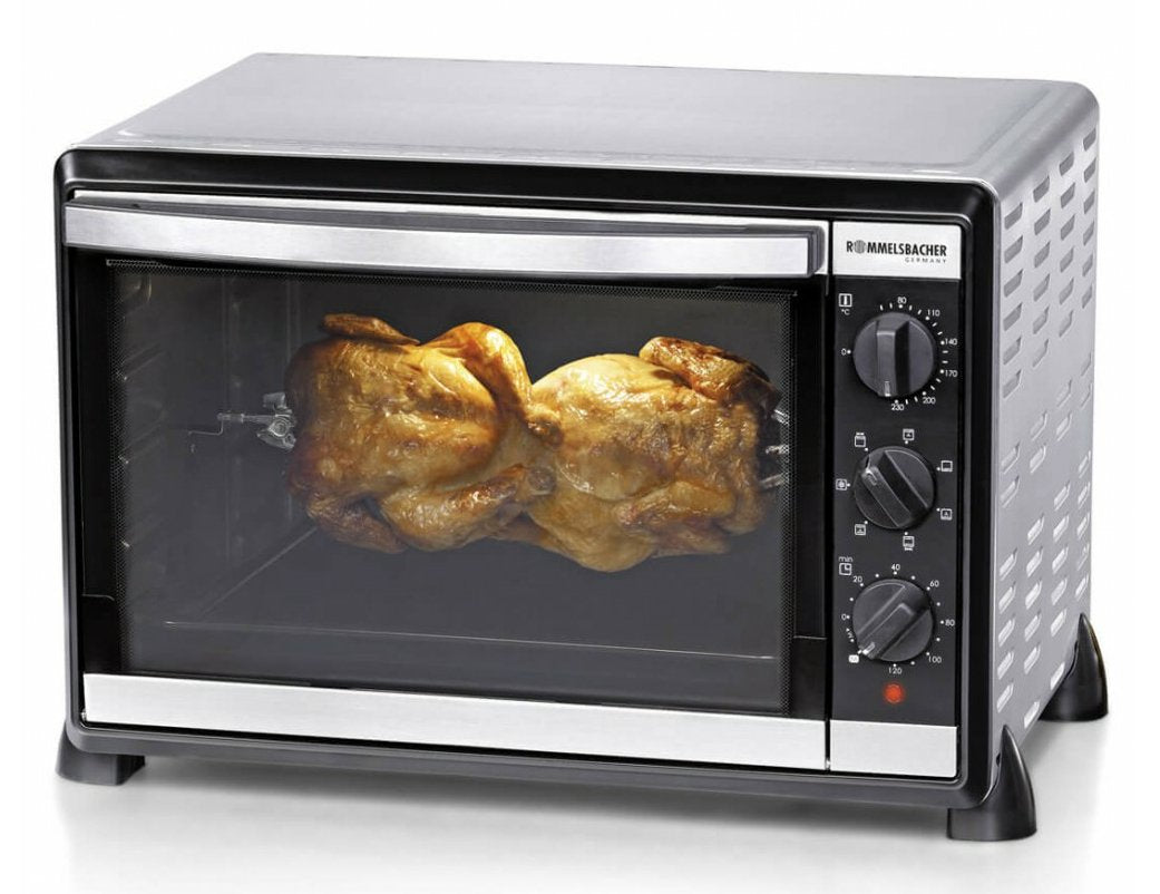 Horno Rommelsbacher Bg 1805/E Tostador Acero Inoxidable Parrilla, Mini Horno Acero Fino/Negro, Acero Inoxidable, Giratorio, 1800 W, 515 Mm, 415 Mm, 360 Mm