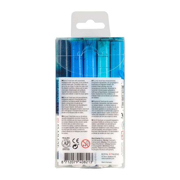 Talens Ecoline Rotuladores Brush Pen Punta Pincel Estuche De 5 Azul